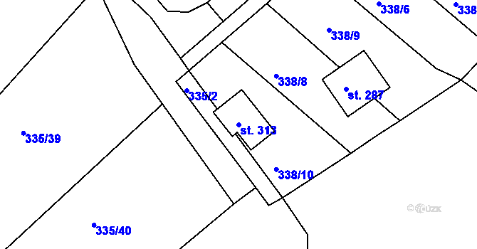 Parcela st. 313 v KÚ Bražec, Katastrální mapa