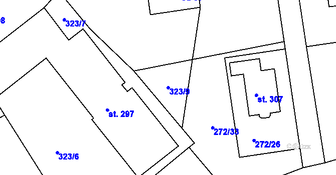 Parcela st. 323/9 v KÚ Bražec, Katastrální mapa
