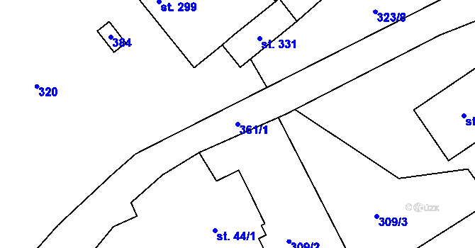 Parcela st. 361/1 v KÚ Bražec, Katastrální mapa