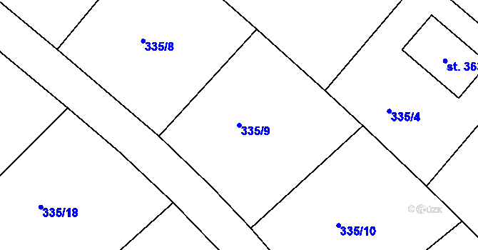 Parcela st. 335/9 v KÚ Bražec, Katastrální mapa