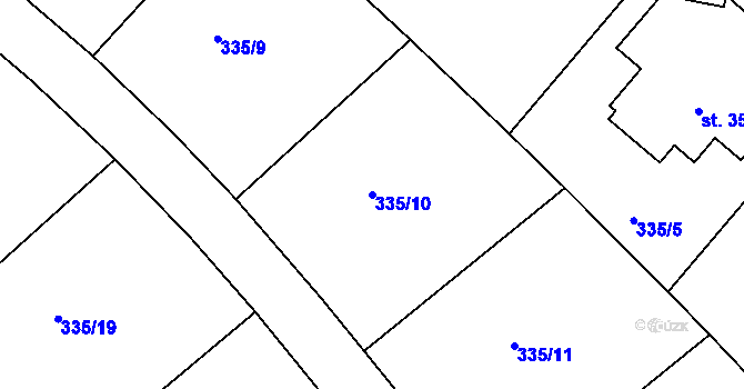 Parcela st. 335/10 v KÚ Bražec, Katastrální mapa