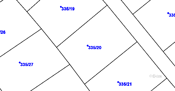 Parcela st. 335/20 v KÚ Bražec, Katastrální mapa