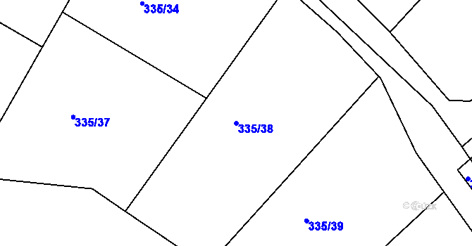 Parcela st. 335/38 v KÚ Bražec, Katastrální mapa