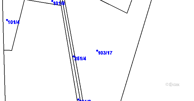 Parcela st. 103/17 v KÚ Bražec, Katastrální mapa