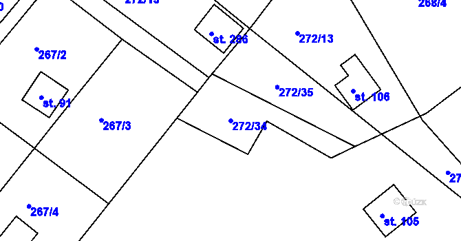 Parcela st. 272/34 v KÚ Bražec, Katastrální mapa