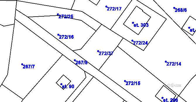Parcela st. 272/37 v KÚ Bražec, Katastrální mapa