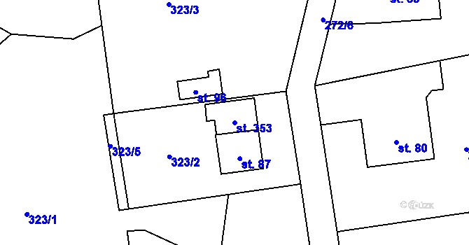 Parcela st. 353 v KÚ Bražec, Katastrální mapa