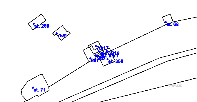 Parcela st. 390 v KÚ Bražec, Katastrální mapa