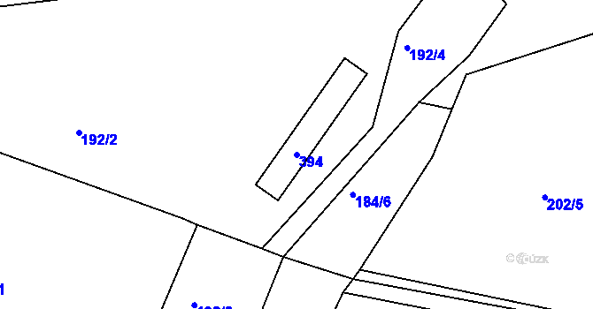 Parcela st. 394 v KÚ Bražec, Katastrální mapa