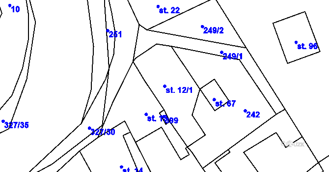 Parcela st. 12/1 v KÚ Malé Poříčí, Katastrální mapa