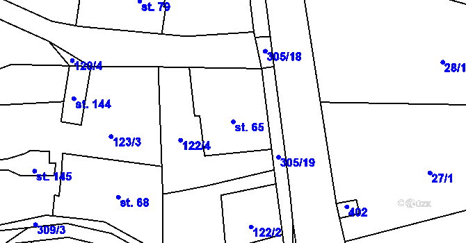 Parcela st. 65 v KÚ Malé Poříčí, Katastrální mapa