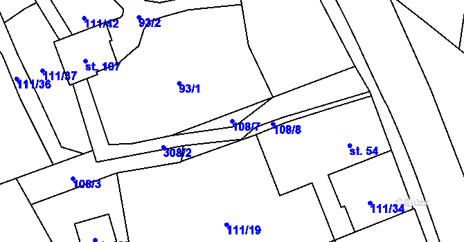 Parcela st. 108/7 v KÚ Malé Poříčí, Katastrální mapa