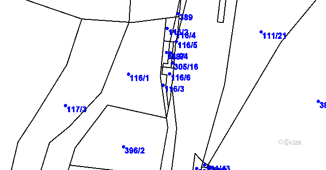 Parcela st. 116/3 v KÚ Malé Poříčí, Katastrální mapa