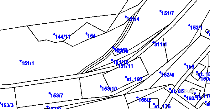 Parcela st. 151/1 v KÚ Malé Poříčí, Katastrální mapa
