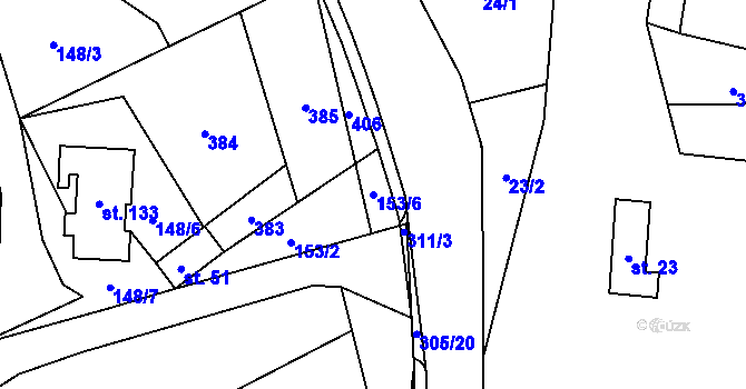 Parcela st. 153/6 v KÚ Malé Poříčí, Katastrální mapa