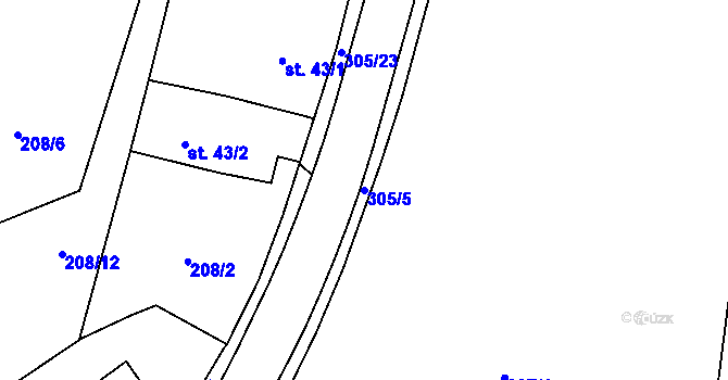 Parcela st. 305/5 v KÚ Malé Poříčí, Katastrální mapa