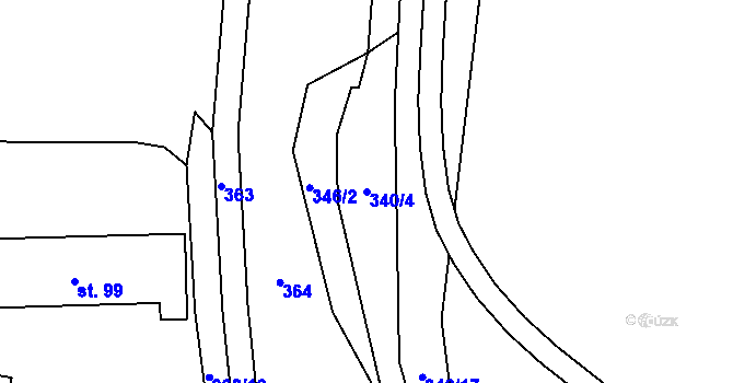 Parcela st. 340/4 v KÚ Malé Poříčí, Katastrální mapa