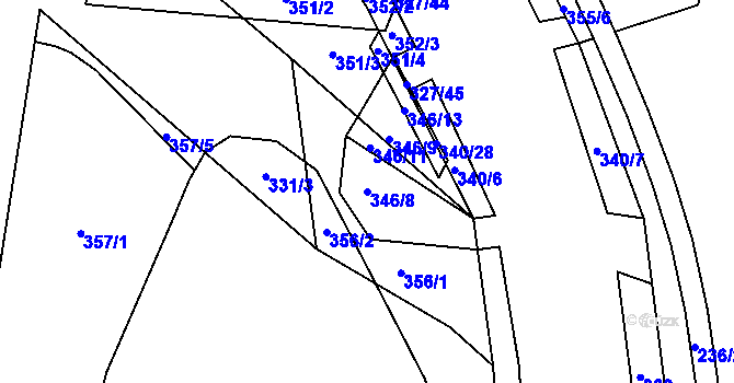 Parcela st. 346/8 v KÚ Malé Poříčí, Katastrální mapa