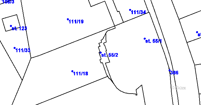 Parcela st. 55/2 v KÚ Malé Poříčí, Katastrální mapa