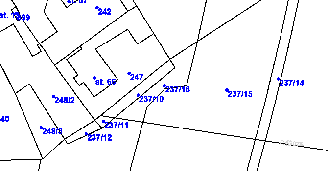 Parcela st. 237/16 v KÚ Malé Poříčí, Katastrální mapa
