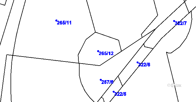 Parcela st. 265/12 v KÚ Malé Poříčí, Katastrální mapa