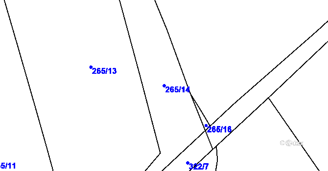 Parcela st. 265/14 v KÚ Malé Poříčí, Katastrální mapa
