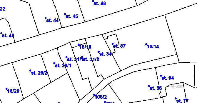 Parcela st. 34 v KÚ Lhota nad Moravou, Katastrální mapa