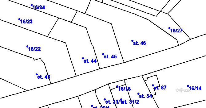 Parcela st. 45 v KÚ Lhota nad Moravou, Katastrální mapa