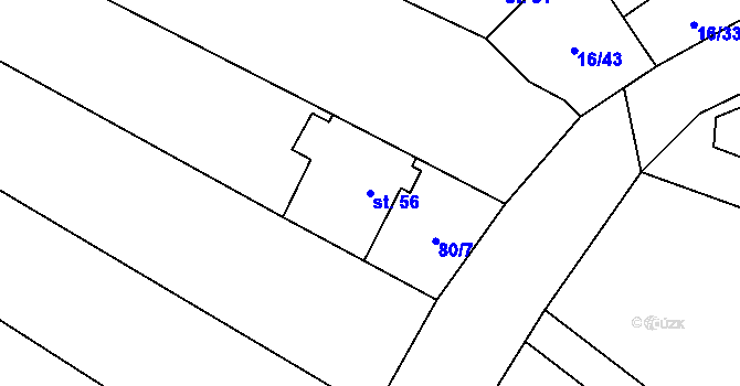 Parcela st. 56 v KÚ Lhota nad Moravou, Katastrální mapa