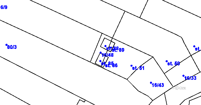 Parcela st. 16/48 v KÚ Lhota nad Moravou, Katastrální mapa