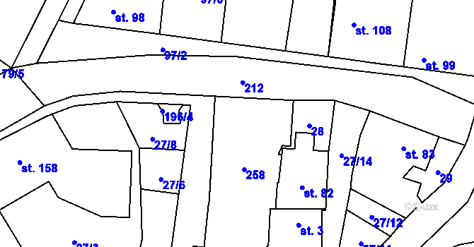 Parcela st. 80/2 v KÚ Mezice, Katastrální mapa
