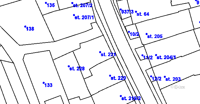 Parcela st. 221 v KÚ Náklo, Katastrální mapa