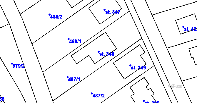 Parcela st. 348 v KÚ Náklo, Katastrální mapa