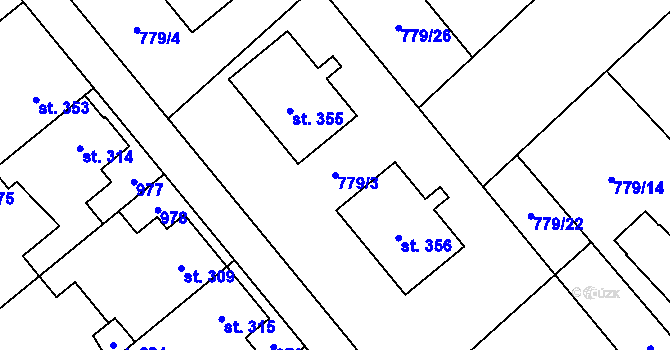 Parcela st. 779/3 v KÚ Náklo, Katastrální mapa