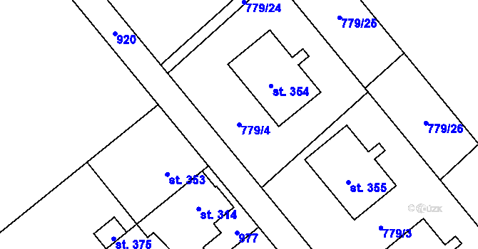 Parcela st. 779/4 v KÚ Náklo, Katastrální mapa