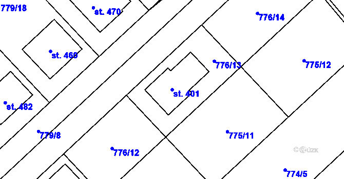 Parcela st. 401 v KÚ Náklo, Katastrální mapa