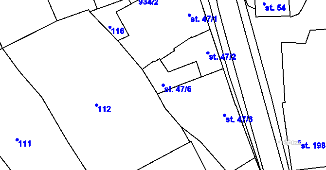 Parcela st. 47/6 v KÚ Náklo, Katastrální mapa