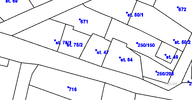 Parcela st. 47 v KÚ Střeň, Katastrální mapa