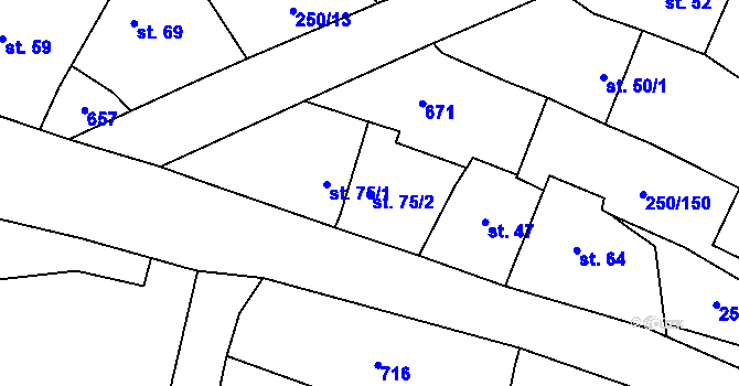 Parcela st. 75/2 v KÚ Střeň, Katastrální mapa