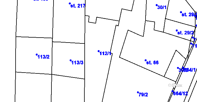 Parcela st. 112/1 v KÚ Střeň, Katastrální mapa