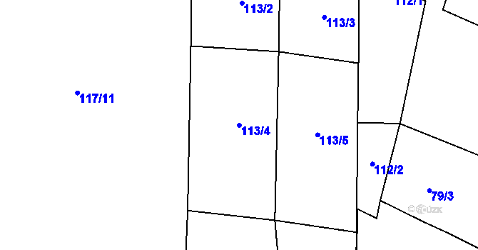 Parcela st. 113/4 v KÚ Střeň, Katastrální mapa