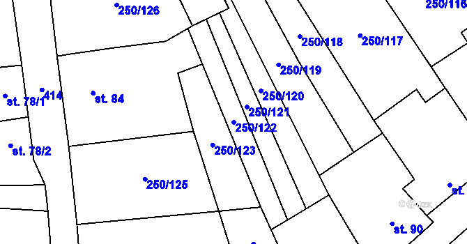 Parcela st. 250/122 v KÚ Střeň, Katastrální mapa