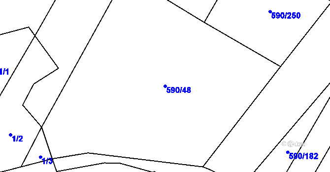 Parcela st. 590/48 v KÚ Střeň, Katastrální mapa