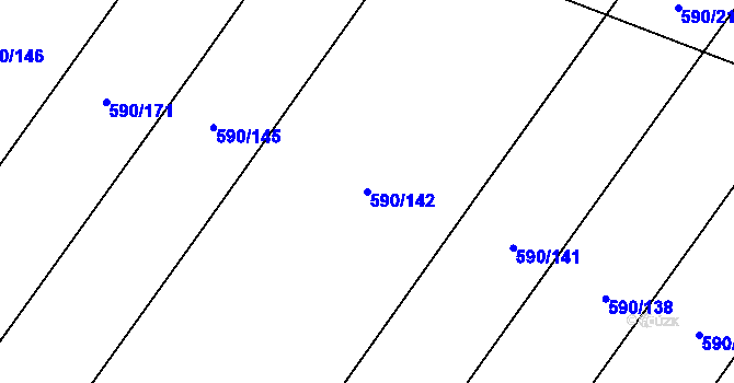 Parcela st. 590/142 v KÚ Střeň, Katastrální mapa