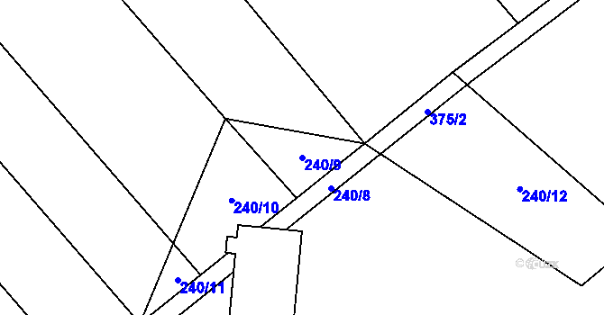 Parcela st. 240/9 v KÚ Střeň, Katastrální mapa