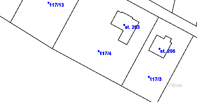 Parcela st. 117/4 v KÚ Střeň, Katastrální mapa