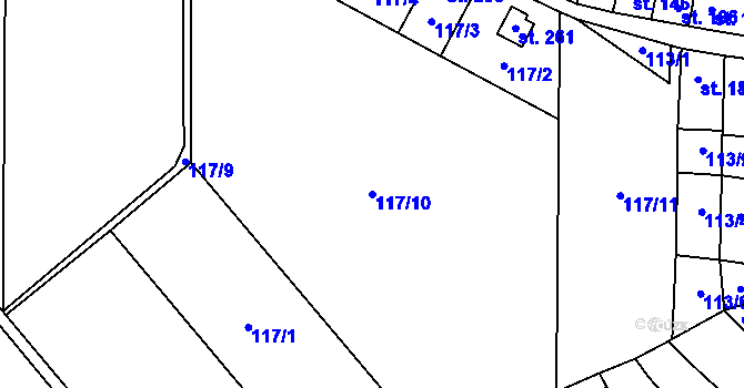 Parcela st. 117/10 v KÚ Střeň, Katastrální mapa