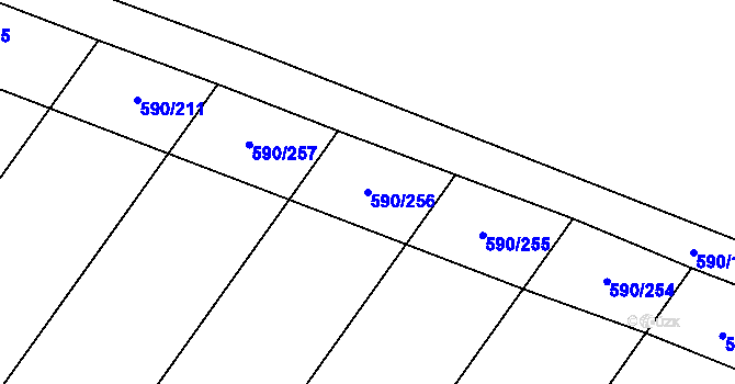 Parcela st. 590/256 v KÚ Střeň, Katastrální mapa