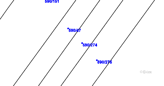 Parcela st. 590/274 v KÚ Střeň, Katastrální mapa