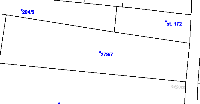 Parcela st. 279/7 v KÚ Střeň, Katastrální mapa